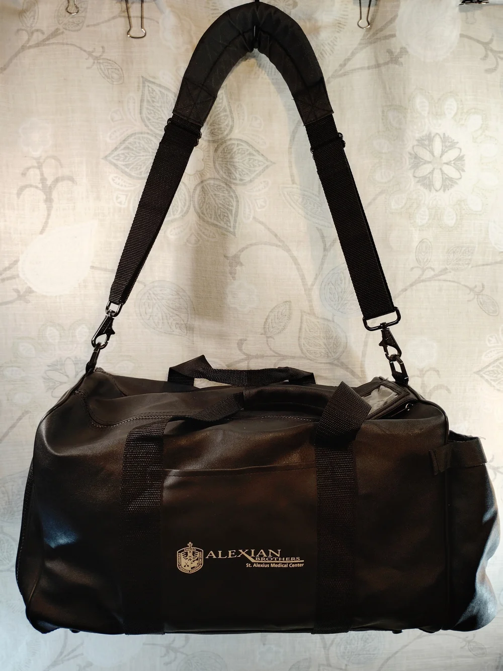 Alexian Brothers  Faux Leather Black  Duffel Bag W/ Shoulder Strap